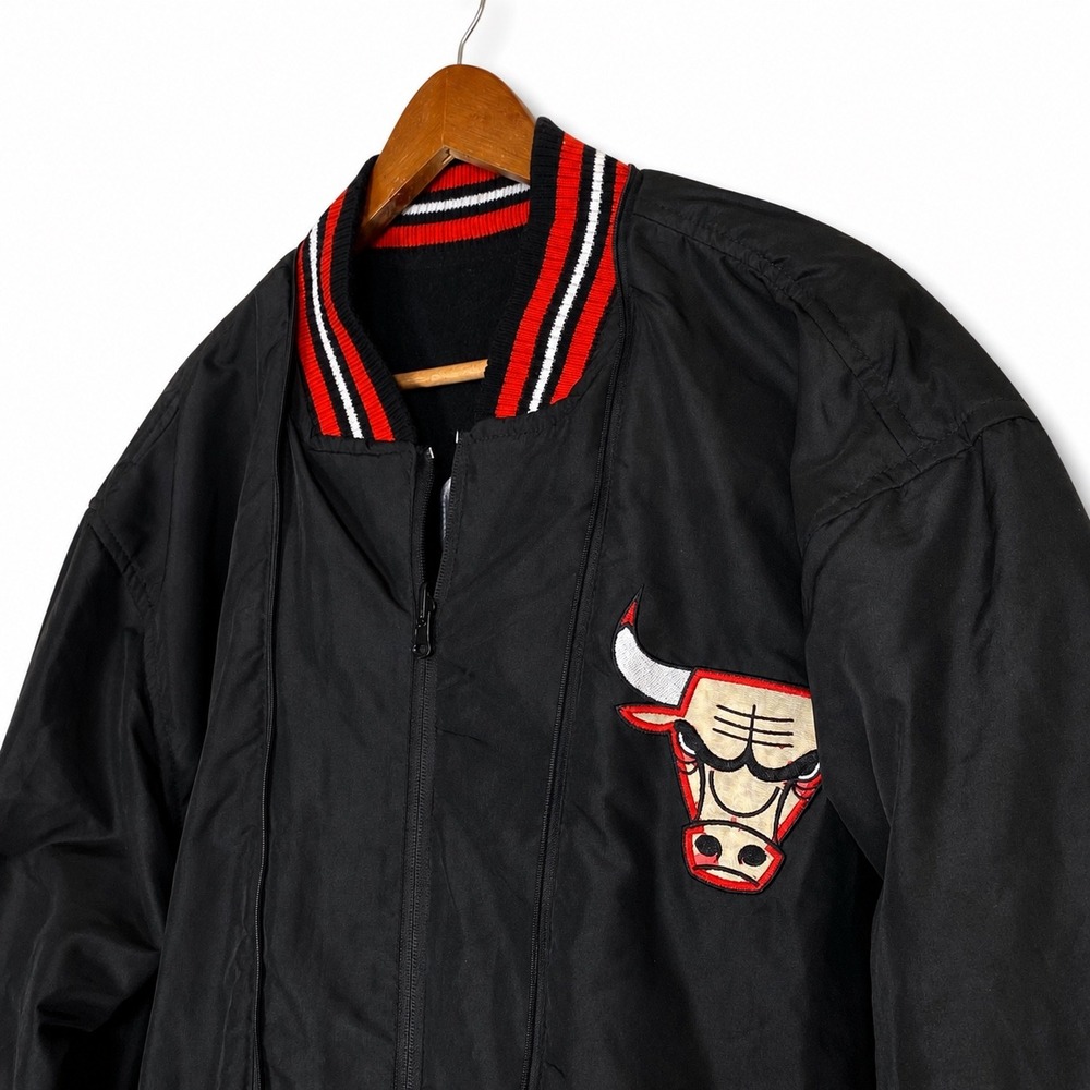 Vtg 90s Chicago Bulls Mens 2XL JH Design NBA Wool Varsity Jacket RARE White Logo - Picture 8 of 9